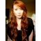 24'' Sleek Long Wavy Full Lace Copper Human Hair Wigs 