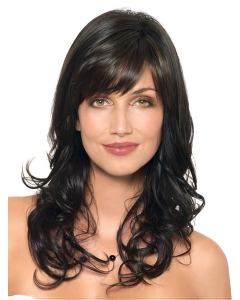 20'' Graceful Black Wavy With Bangs Capless Long Human Hair Women Wigs 20'' Graceful Black Wavy With Bangs Capless Long Human Hair Women Wigs
