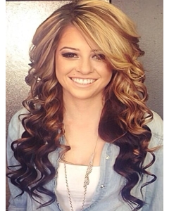 24 Inches Wavy Blonde to Black Human Hair Ombre Wigs 24 Inches Wavy Blonde to Black Human Hair Ombre Wigs