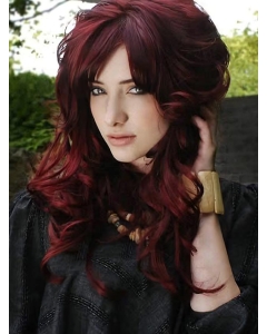 New Arrival Dark Red 18 Inches Wavy Lace Front Wigs New Arrival Dark Red 18 Inches Wavy Lace Front Wigs