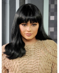 New Design Long Wavy Black With Bangs Kylie Jenner Inspired Wigs New Design Long Wavy Black With Bangs Kylie Jenner Inspired Wigs