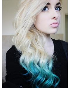 Wavy Blonde to Blue Human Hair Ombre Wigs Wavy Blonde to Blue Human Hair Ombre Wigs