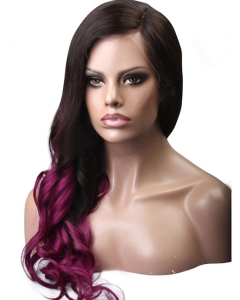 Purple Ombre Long Wavy Virgin Human Hair Full Lace Wig Purple Ombre Long Wavy Virgin Human Hair Full Lace Wig