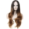 Discount 26 Inch long Wavy Style Lace Front 100% Remy Hair Ombre Wigs
