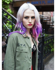 22 Inches Wavy Blonde to Purple Human Hair Ombre Wigs 22 Inches Wavy Blonde to Purple Human Hair Ombre Wigs