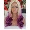 Classy 24 Inch long Wavy Style Lace Front 100% Remy Hair Ombre Wigs