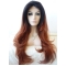 Realistic 26 Inch long Wavy Lace Front 100% Remy Hair Ombre Wigs