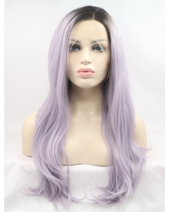 Long Purple Without Bangs 24" Lace Front Wavy Synthetic Wigs Long Purple Without Bangs 24" Lace Front Wavy Synthetic Wigs