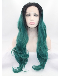 28" Wavy Green Layered Synthetic Lace Front Long Wigs 28" Wavy Green Layered Synthetic Lace Front Long Wigs