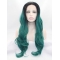 28" Wavy Green Layered Synthetic Lace Front Long Wigs