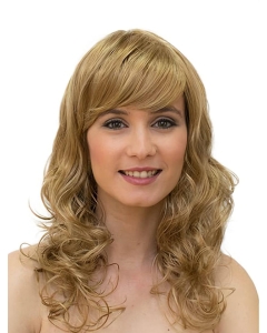 Curly Monofilament Blonde With Bangs Synthetic Ladies Long Wigs Curly Monofilament Blonde With Bangs Synthetic Ladies Long Wigs