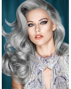 High Quality Long Curly Fashional Grey Wigs High Quality Long Curly Fashional Grey Wigs