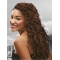 Sleek Auburn Curly Long Human Hair Full Lace Wigs