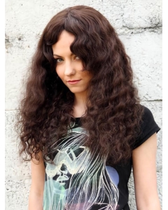 Soft Auburn Curly Long Human Hair Wigs