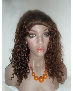 Tempting Brown Curly Long Human Hair Lace Front Wigs