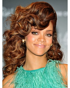 Rihanna Unique and Intriguing Long Voluminous Curly Lace Front Human Hair Wig 18 Inches Rihanna Unique and Intriguing Long Voluminous Curly Lace Front Human Hair Wig 18 Inches