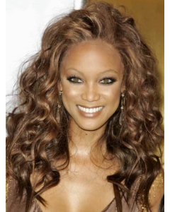 Tyra Banks Long Tight-curls Lace Human Hair Wig 18 Inches