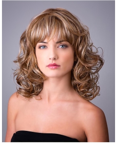 Curly Ombre/2 tone 14" With Bangs Capless Synthetic Long Hair Wigs Curly Ombre/2 tone 14" With Bangs Capless Synthetic Long Hair Wigs