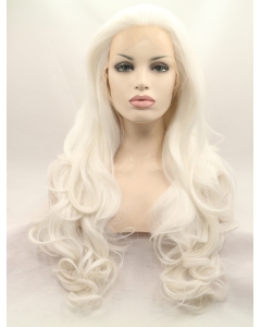 Without Bangs White 27" Curly Long Lace Front Synthetic Wigs Without Bangs White 27" Curly Long Lace Front Synthetic Wigs