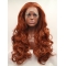 Without Bangs Orange 27" Curly Long Lace Front Synthetic Wigs