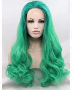 Synthetic Green 26" Curly Lace Front Without Bangs Long Wigs Synthetic Green 26" Curly Lace Front Without Bangs Long Wigs