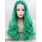 Synthetic Green 26" Curly Lace Front Without Bangs Long Wigs