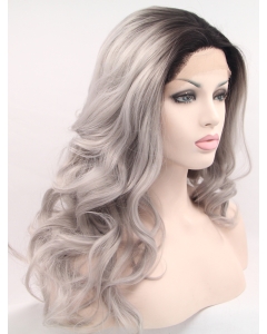 Curly Grey Without Bangs Synthetic Shoulder Length Lace Front Synthetic Women Wigs Curly Grey Without Bangs Synthetic Shoulder Length Lace Front Synthetic Women Wigs