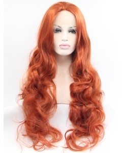 Curly Copper Without Bangs Synthetic Long Lace Front Women Wigs Curly Copper Without Bangs Synthetic Long Lace Front Women Wigs