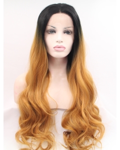 Curly Ombre/2 Tone Without Bangs Synthetic Long Lace Front Women Wigs  Curly Ombre/2 Tone Without Bangs Synthetic Long Lace Front Women Wigs