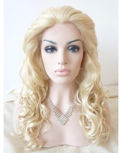 Curly Blonde Without Bangs Lace Front  Long Synthetic Women Wigs  Curly Blonde Without Bangs Lace Front  Long Synthetic Women Wigs