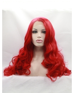 Curly Synthetic Red Without Bangs Long Lace Front Women Wigs  Curly Synthetic Red Without Bangs Long Lace Front Women Wigs