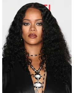 Black Curly Without Bangs Synthetic Long Women Rihanna Wigs Black Curly Without Bangs Synthetic Long Women Rihanna Wigs