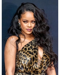Black Curly Without Bangs Lace Front Long  Synthetic Women Rihanna Wigs Black Curly Without Bangs Lace Front Long  Synthetic Women Rihanna Wigs
