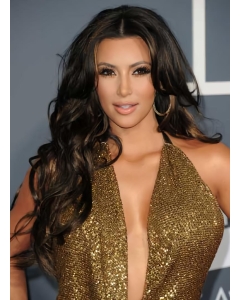Shining Black Curly Monofilament Lace Front Long Human Hair Kim Kardashian Women Wigs Shining Black Curly Monofilament Lace Front Long Human Hair Kim Kardashian Women Wigs