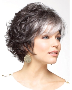 Natural Looking Grey Curly Short Classic Wigs For Older Women With Full White Bangs Natural Looking Grey Curly Short Classic Wigs For Older Women With Full White Bangs