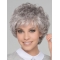Salt and Pepper Short Natural Wave Lace Front Synthetic Wigs for Older Women