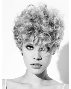 Cheap Young Fashion Grey Curly Short Capless Synthetic Women Wigs  Cheap Young Fashion Grey Curly Short Capless Synthetic Women Wigs