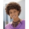 Short Curly Dark Brown Mixed Color Layered Hairstyle with Full Bangs Capless African American Wigs For Black Women