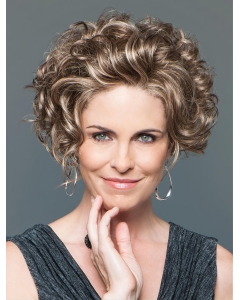 \Women Short Curly Hairstyles Natural Looking Synthetic Hair Wigs Rose 120% Density Lace Front  Wigs 8Inch