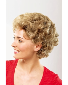 Womens Short Curly Blonde Synthetic Classic Capless Wigs 8inch For Older Women Womens Short Curly Blonde Synthetic Classic Capless Wigs 8inch For Older Women