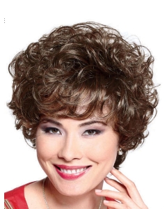 Women's Short Curly Bob Hairstyle Synthetic Hair Capless Wigs 8Inch With Bang Women's Short Curly Bob Hairstyle Synthetic Hair Capless Wigs 8Inch With Bang