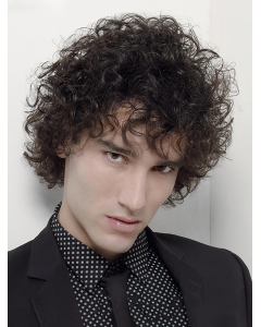 Sleek Black Curly Short Men Wigs Sleek Black Curly Short Men Wigs