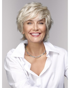 Monofilament Grey 8" Straight Short Layered Human Hair Wig Wholesale Monofilament Grey 8" Straight Short Layered Human Hair Wig Wholesale