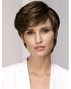 8" Short Straight Monofilament Brown With Bangs Synthetic Wigs Online 8" Short Straight Monofilament Brown With Bangs Synthetic Wigs Online