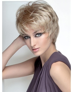 Straight Short Blonde Synthetic Boycuts Mono Wig False Straight Short Blonde Synthetic Boycuts Mono Wig False