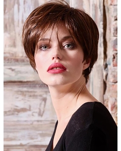 6" Straight Short Copper Synthetic Layered 100% Hand-Tied Wig 6" Straight Short Copper Synthetic Layered 100% Hand-Tied Wig