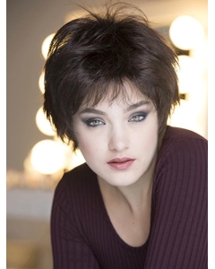 Straight Black 8" Layered Capless Hairstyles For Short Hair Straight Black 8" Layered Capless Hairstyles For Short Hair