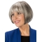 8" Short Straight Affordable Monofilament Grey Wigs