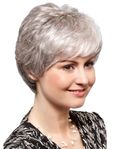8" Short Straight Ideal 100% Hand-tied Grey Wigs 8" Short Straight Ideal 100% Hand-tied Grey Wigs