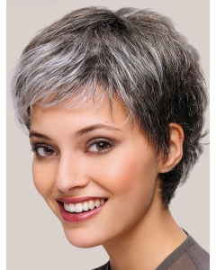 8" Short Straight Beautiful Monofilament Grey Wigs 8" Short Straight Beautiful Monofilament Grey Wigs